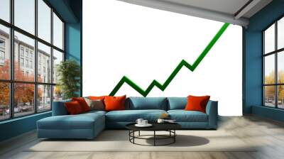 Isolated 3d green growth arrow with transparent alpha channel background png. Wall mural