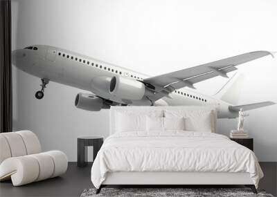 High detailed white airliner, 3d render on a white background. Airplane Take Off Wall mural