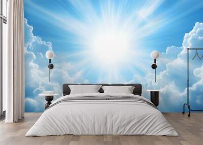 Holy spirit long banner Blue sky with the rays of the sun coming out of a white cloud Wall mural