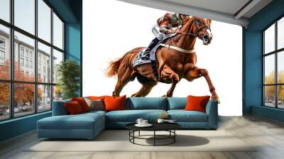 horse racer isolated on transparent background ,horse racing png , Wall mural