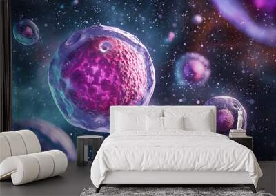 Human (animal) cell under microscope. 3d illustration Wall mural