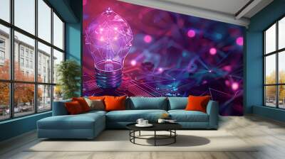 idea icon for powerpoint presentation png transparent background, purple and violet, futuristic cyberpunk Wall mural