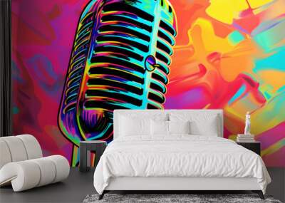 illustration of a standup microphone Wall mural