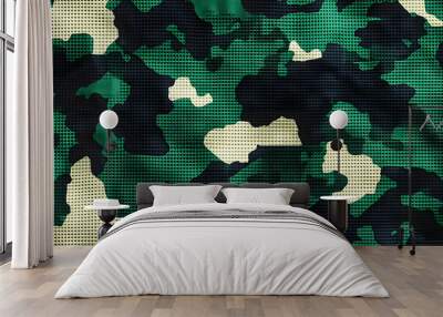 Illustration of green camouflage pattern background Wall mural