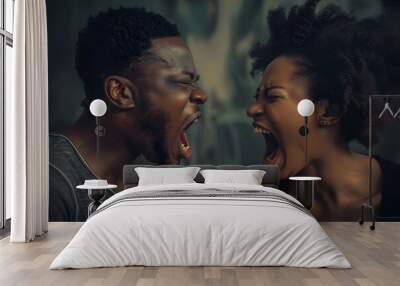 Image of a black couple screaming at each other 8k Wall mural