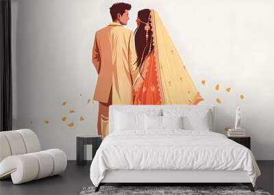 indian bride groom from back Wall mural