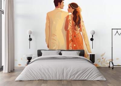 indian bride groom from back Wall mural