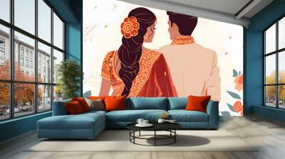 indian bride groom from back Wall mural