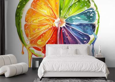 Juicy slice of lime isolated on transparent png Wall mural