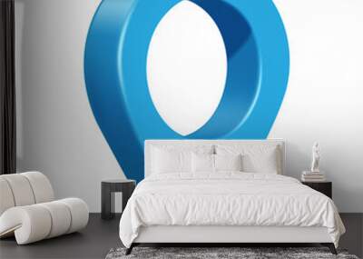 blue pin location side view on transparent background Wall mural