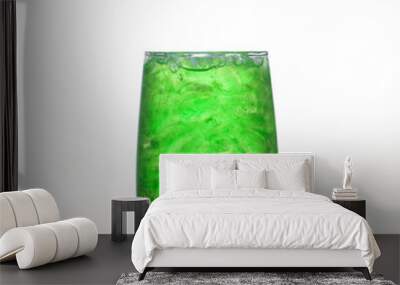 Green fruit flavor soft drinks whit soda water isolated Wall mural