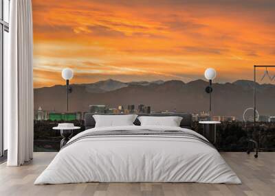 Las Vegas skyline with winter sunset clouds Wall mural