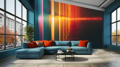 light leaks retro color, black background Wall mural