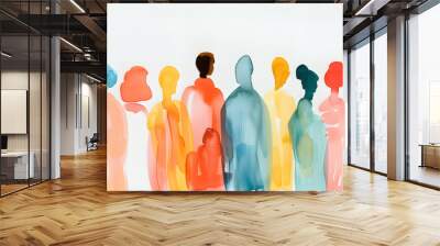 lot of people, full white background Wall mural