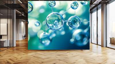 Maintaining hydrogen (H2) as a fuel: Innovative water-based fuel cells for future ecological balance, energy sustainability, and environmental preservation. Presence of H2 molecules in liquid bubbles Wall mural