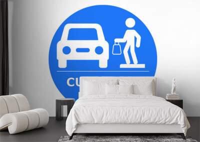 Curbside Pickup illustrated vector clip art sign symbolizing a designated area  Wall mural