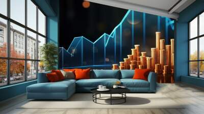 Finance chart,stock market business and exchange financial growth graph. Stock market investment trading graph growth. Wall mural