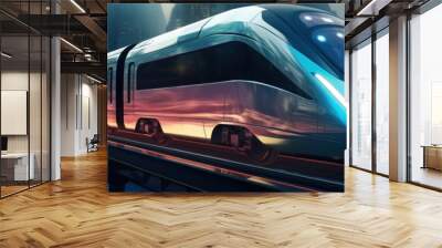 Ultrasonic futuristic bullet train hyperloop with automated steering system that enables fast transportation and autonomy concept Wall mural