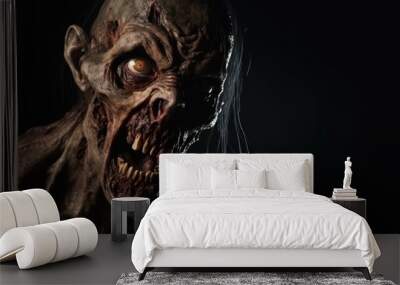 Zombie. Bloody Evil Zombie. Horror Movie Concept. Zombie Halloween concept with copy space. 3d illustration. Horror. Scary Zombie. monster. Wall mural