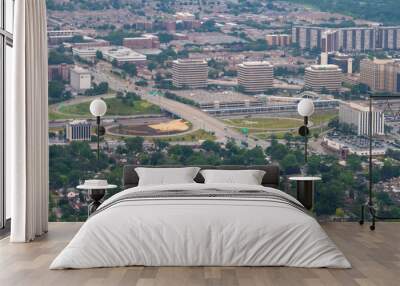 Aerial view of Office buildings and elevated highways by O'Hare Airport in Chicago.   Wall mural