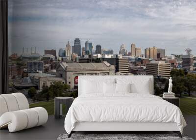 Kansas City cityscape with clouds 2 Wall mural