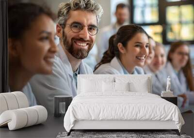 Medical students and teacher in class Wall mural