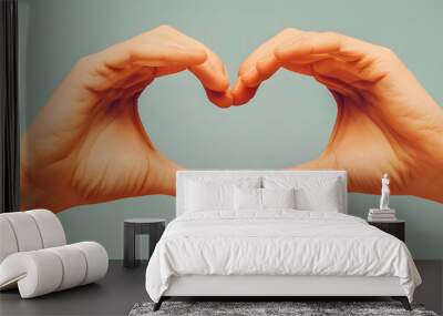 minimalistic heart shape made with hands Wall mural