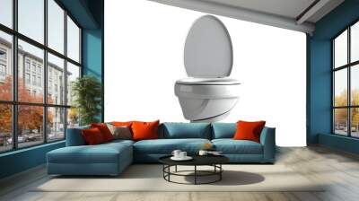 Minimalistic white ceramic toilet against a plain background, showcasing contemporary bathroom style Wall mural