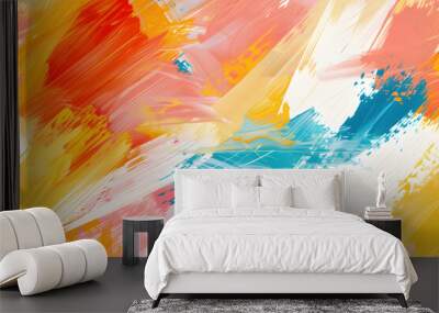 modern impressionism technique wall poster print template abstract painting art hand drawn by dry brush of paint background texture oil painting style artistic pattern for web or graphic design AI Wall mural