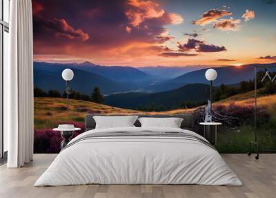 Mountain Landscape at Sunset Wall mural