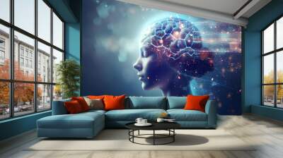 neural networks and communication with human brain concept Wall mural