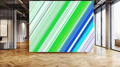 patterns and grid designs in vivid green and blue colours on a plain white background Wall mural