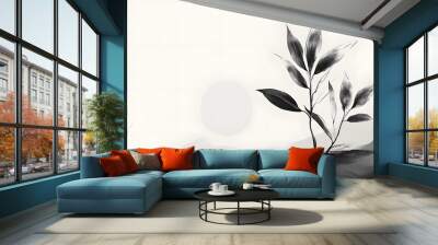 plant in ink brush strokes Wall mural