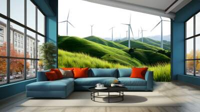 PNG Wind turbines on grassy hills Wall mural