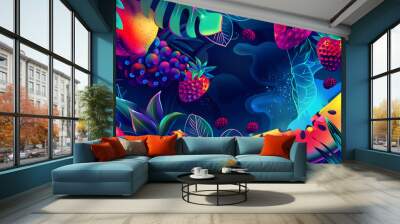 poster of fruits and vegetables Wall mural