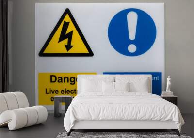 Dual Danger live electrical equipment and electrical equipment to be isolated sign Wall mural