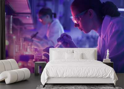 Professional health care researchers working in life of medical science laboratory, Wall mural