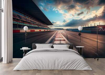 Racing circuit. Pathway under the sky Wall mural