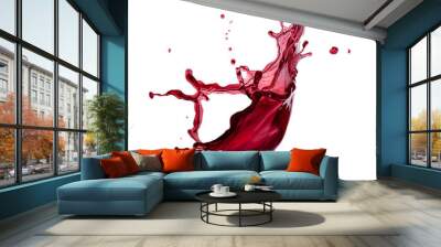 Red wine splash isolated on transparent or white background, png Wall mural