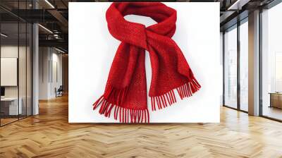 Red wool scarf on a white background, 3D render Wall mural