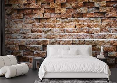 Rough brick wall with uneven offset bricks Wall mural