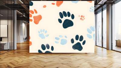 seamless pattern design of puppy paw prints Wall mural