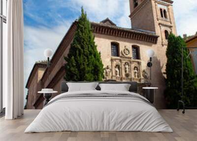 Spain, the ancient City of Granada, in Andalusia. A view of the Church of Saint Gil and Saint Ana.  Built on the site of an old mosque. The minaret is now a Christian bell tower. Wall mural