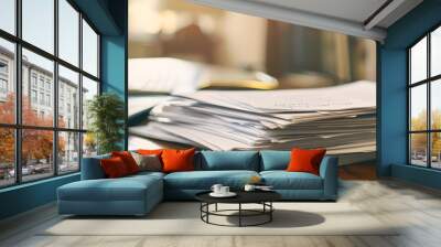 stack of papers documents office business Wall mural