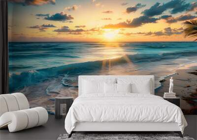 Sunrise over beach in Cancun Wall mural