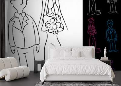 Bride and Groom Set Wall mural