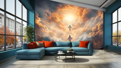 The majestic Revelation of Jesus Christ and His Second Coming: An Illustration of Glory in the Sky.  Wall mural