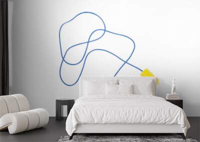 yellow ear plugs with blue cord Wall mural