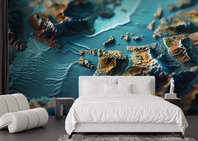 Top view of the Relief map of Europe. Wall mural