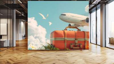 travel insurance ads creative 3d ,spring travel Wall mural